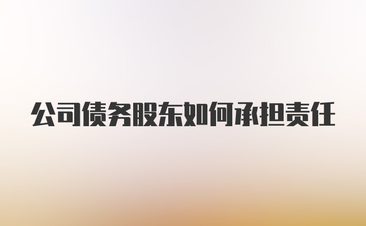 公司债务股东如何承担责任