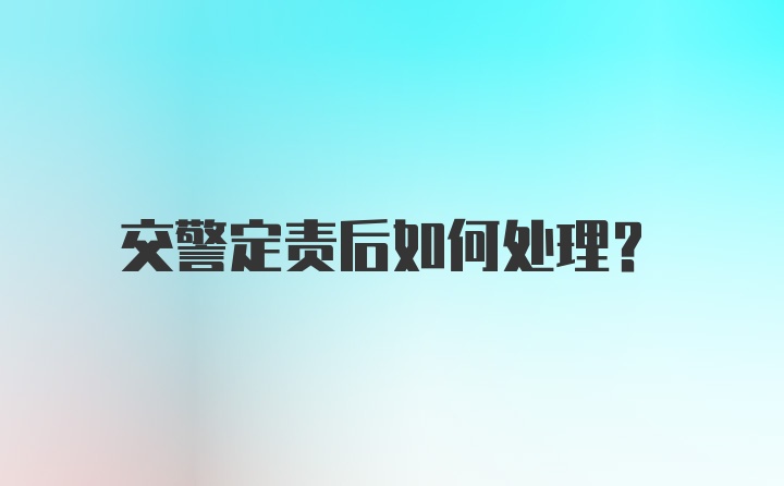 交警定责后如何处理？