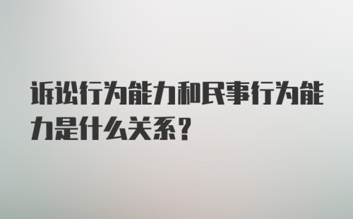 诉讼行为能力和民事行为能力是什么关系?