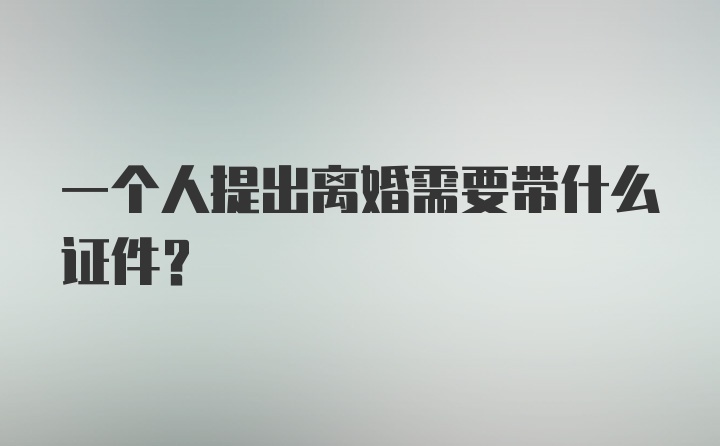 一个人提出离婚需要带什么证件？