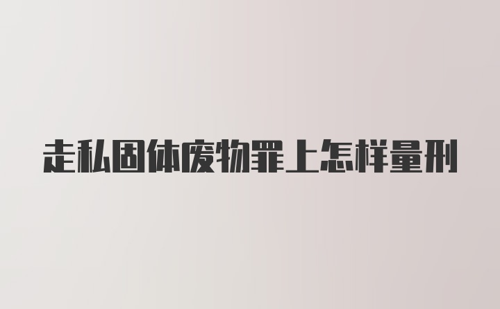 走私固体废物罪上怎样量刑