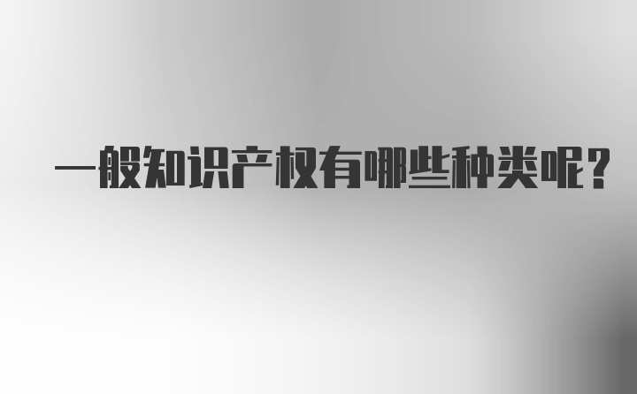 一般知识产权有哪些种类呢？