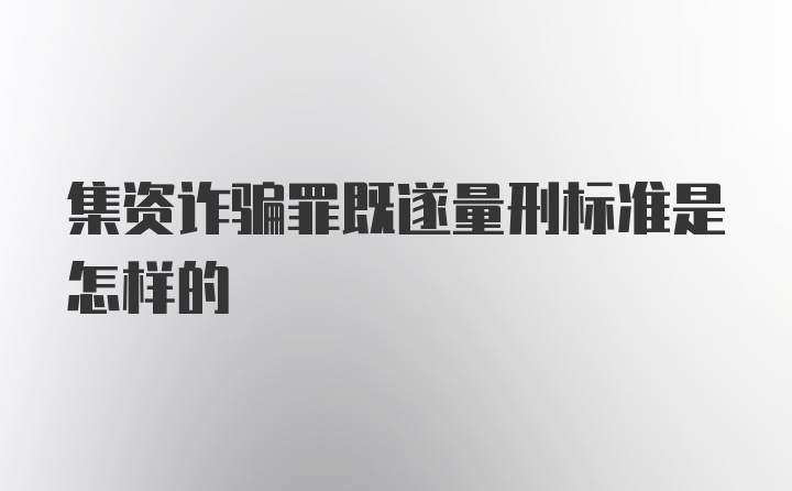 集资诈骗罪既遂量刑标准是怎样的