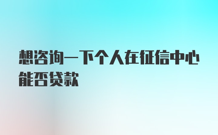 想咨询一下个人在征信中心能否贷款