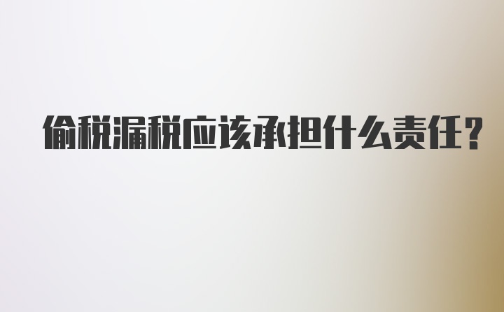 偷税漏税应该承担什么责任?