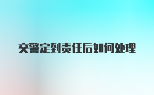 交警定到责任后如何处理