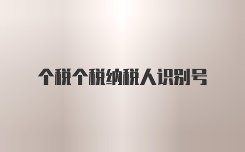 个税个税纳税人识别号