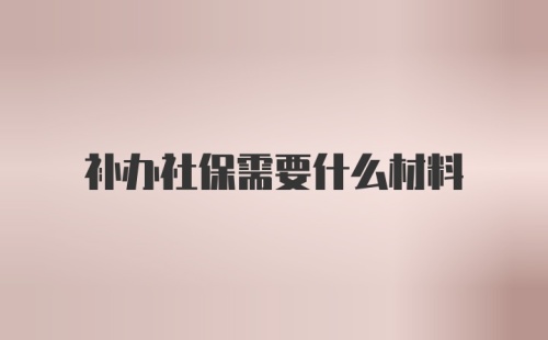 补办社保需要什么材料