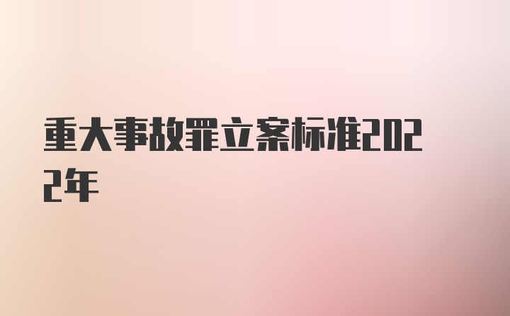 重大事故罪立案标准2022年