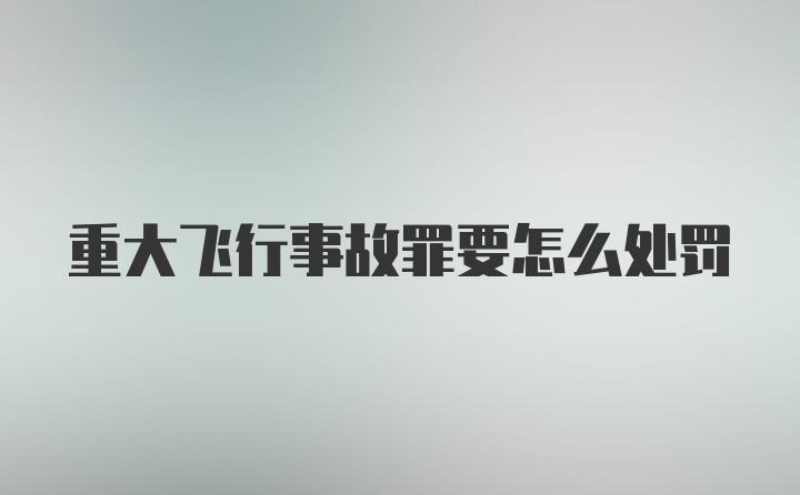 重大飞行事故罪要怎么处罚