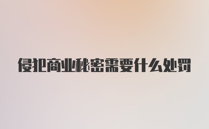 侵犯商业秘密需要什么处罚