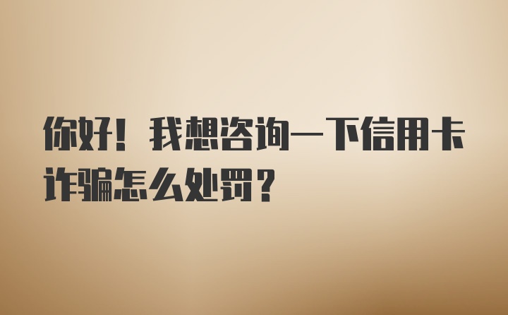 你好！我想咨询一下信用卡诈骗怎么处罚？