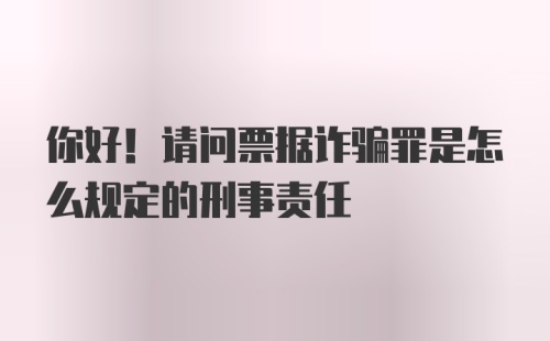 你好！请问票据诈骗罪是怎么规定的刑事责任