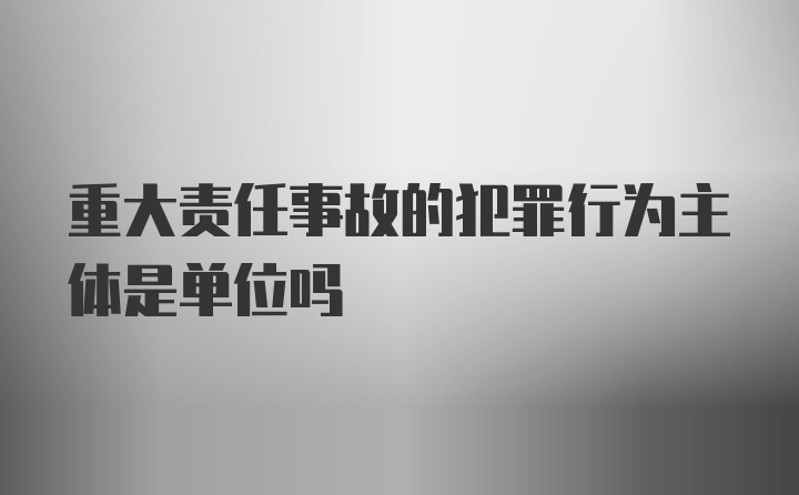 重大责任事故的犯罪行为主体是单位吗