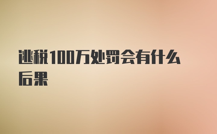 逃税100万处罚会有什么后果