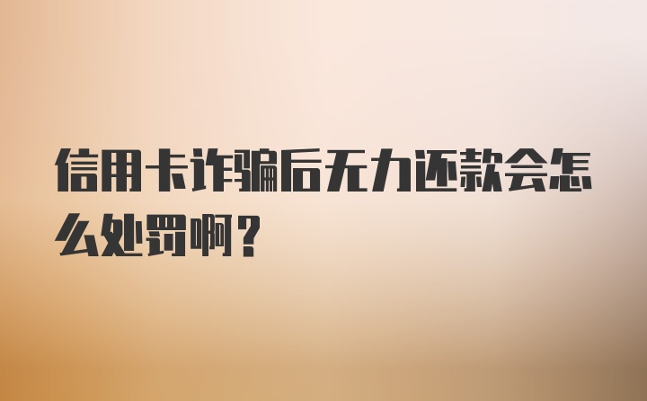 信用卡诈骗后无力还款会怎么处罚啊？