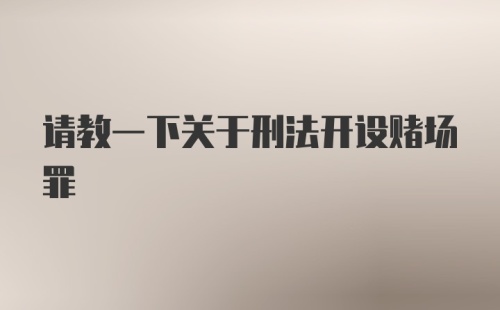 请教一下关于刑法开设赌场罪