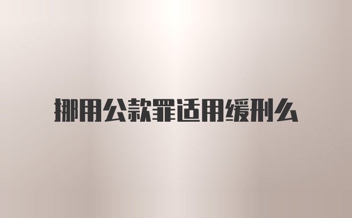 挪用公款罪适用缓刑么