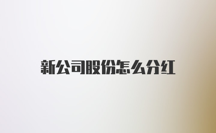 新公司股份怎么分红