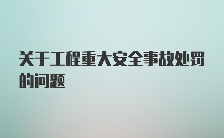 关于工程重大安全事故处罚的问题