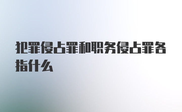 犯罪侵占罪和职务侵占罪各指什么