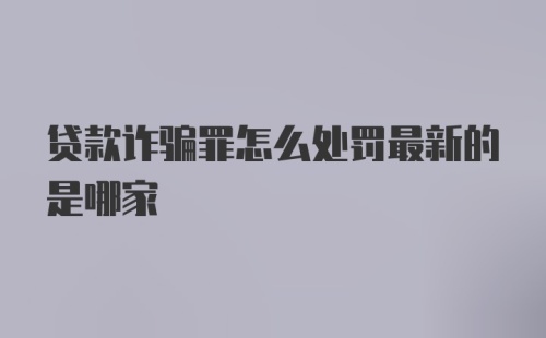 贷款诈骗罪怎么处罚最新的是哪家