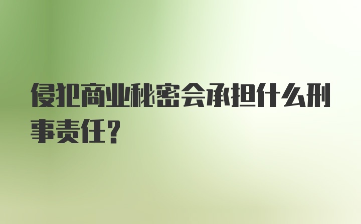 侵犯商业秘密会承担什么刑事责任?