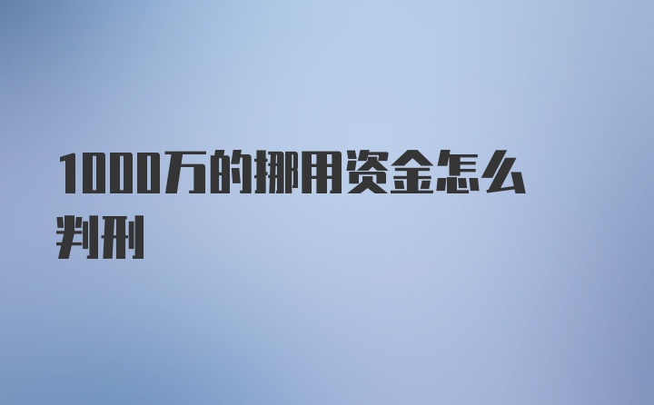 1000万的挪用资金怎么判刑