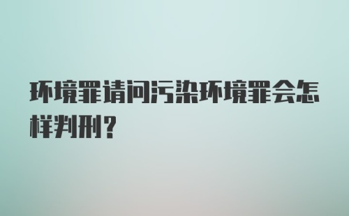 环境罪请问污染环境罪会怎样判刑？