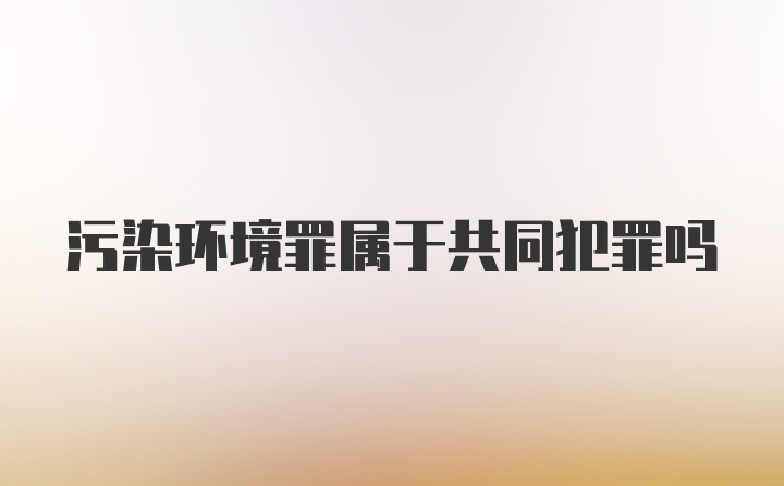 污染环境罪属于共同犯罪吗