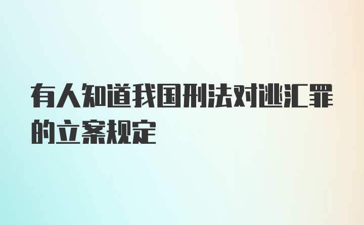 有人知道我国刑法对逃汇罪的立案规定