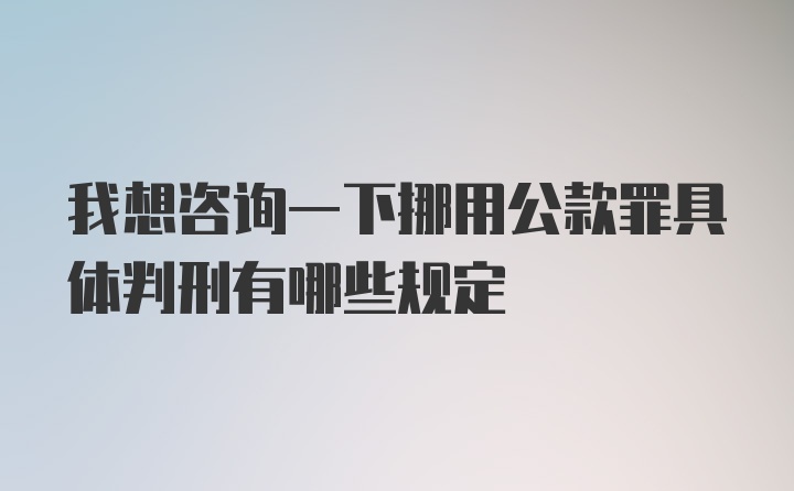 我想咨询一下挪用公款罪具体判刑有哪些规定