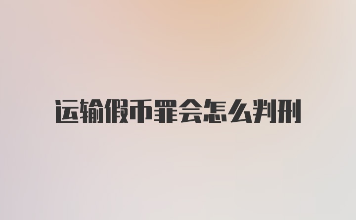 运输假币罪会怎么判刑