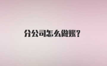 分公司怎么做账？