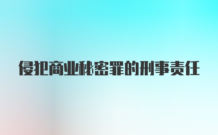 侵犯商业秘密罪的刑事责任