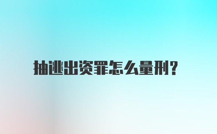 抽逃出资罪怎么量刑？