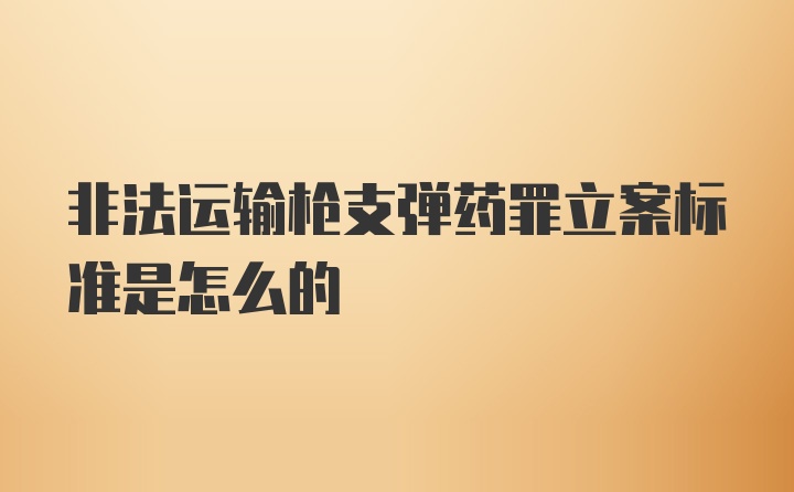 非法运输枪支弹药罪立案标准是怎么的