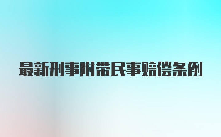 最新刑事附带民事赔偿条例