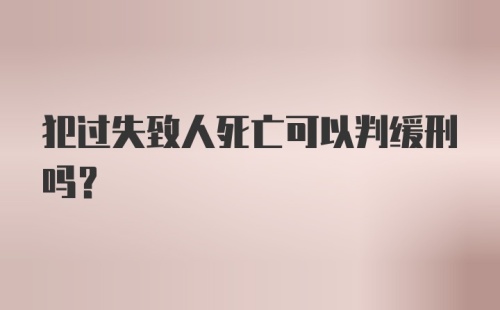 犯过失致人死亡可以判缓刑吗?