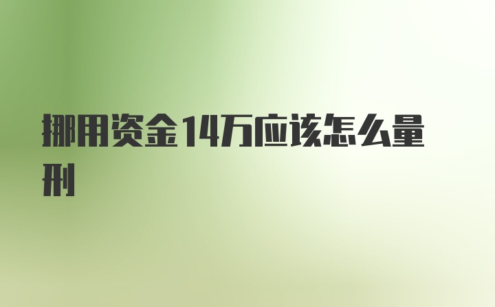 挪用资金14万应该怎么量刑