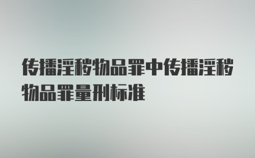 传播淫秽物品罪中传播淫秽物品罪量刑标准