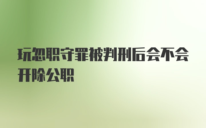 玩忽职守罪被判刑后会不会开除公职