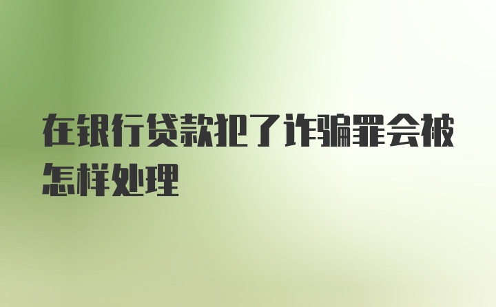 在银行贷款犯了诈骗罪会被怎样处理