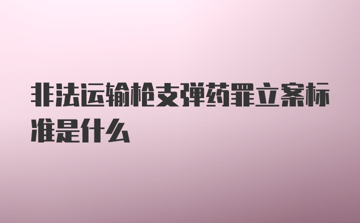 非法运输枪支弹药罪立案标准是什么