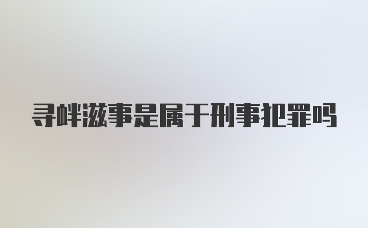 寻衅滋事是属于刑事犯罪吗