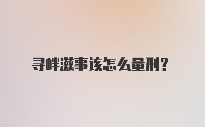 寻衅滋事该怎么量刑？