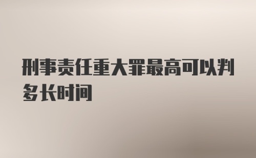 刑事责任重大罪最高可以判多长时间