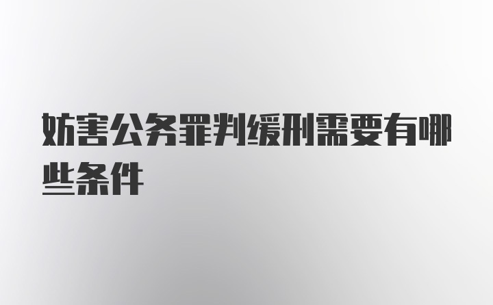 妨害公务罪判缓刑需要有哪些条件