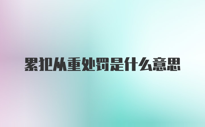 累犯从重处罚是什么意思