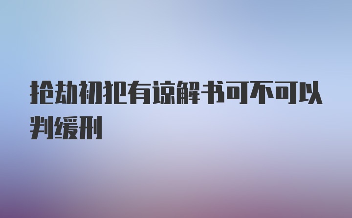 抢劫初犯有谅解书可不可以判缓刑